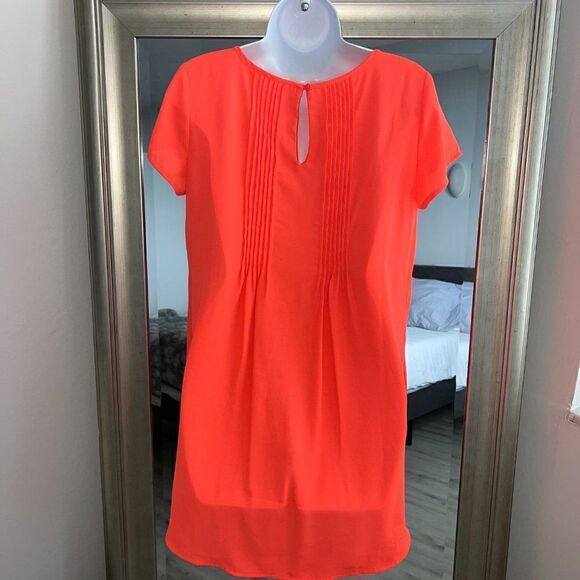 DECREE Bright Orange Flare Sheer Top Size M - Picture 5 of 8